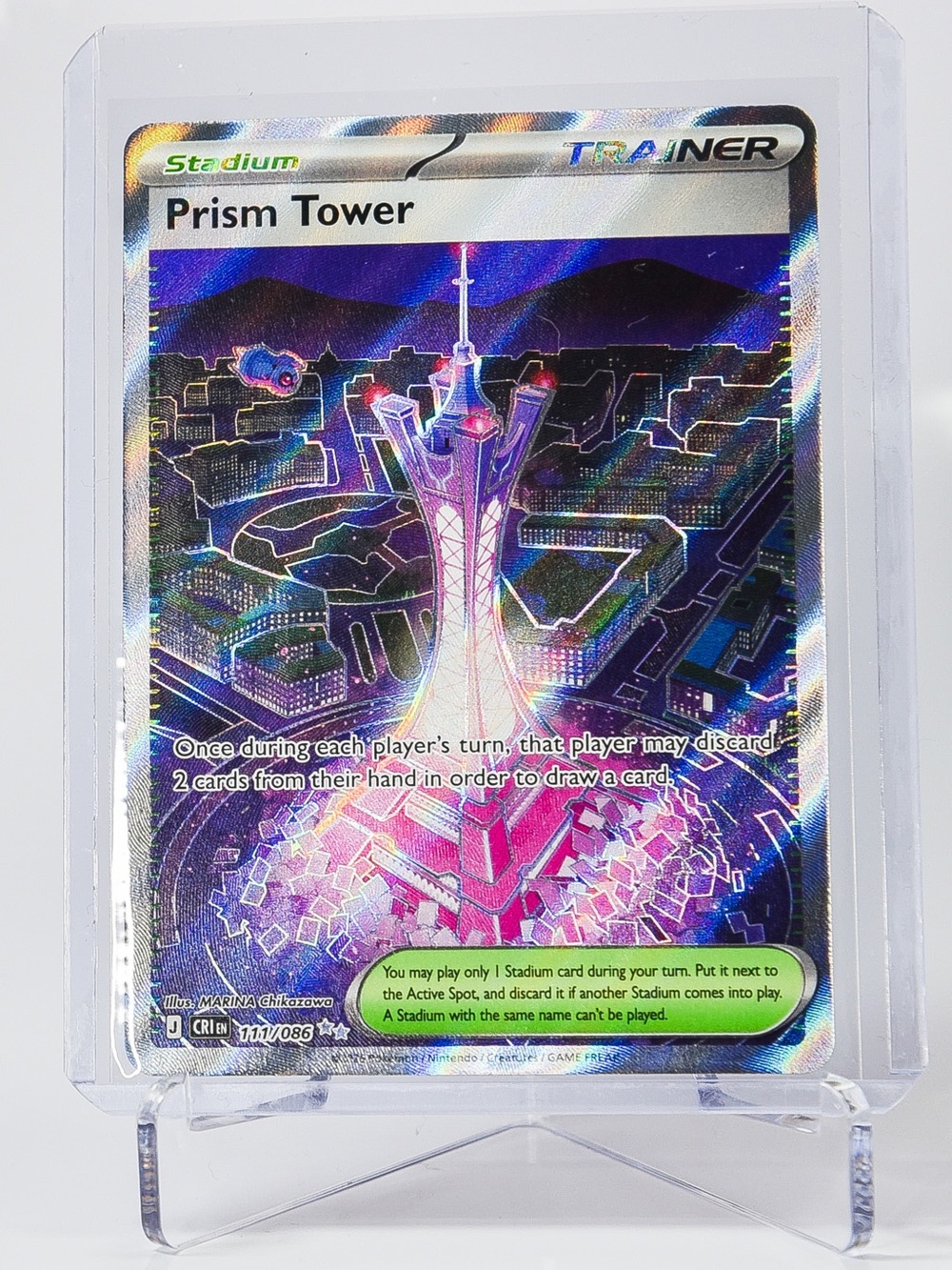 Pokemon Card Prism Tower 111/086 Ultra Rare Holo Chaos Rising NM
